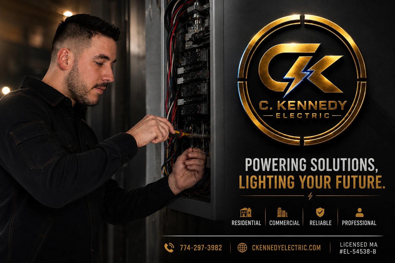 C. Kennedy Electric — Powering Solutions, Lighting Your Future. Licensed MA Journeyman Electrician #EL-54538-B serving Bridgewater and the South Shore.